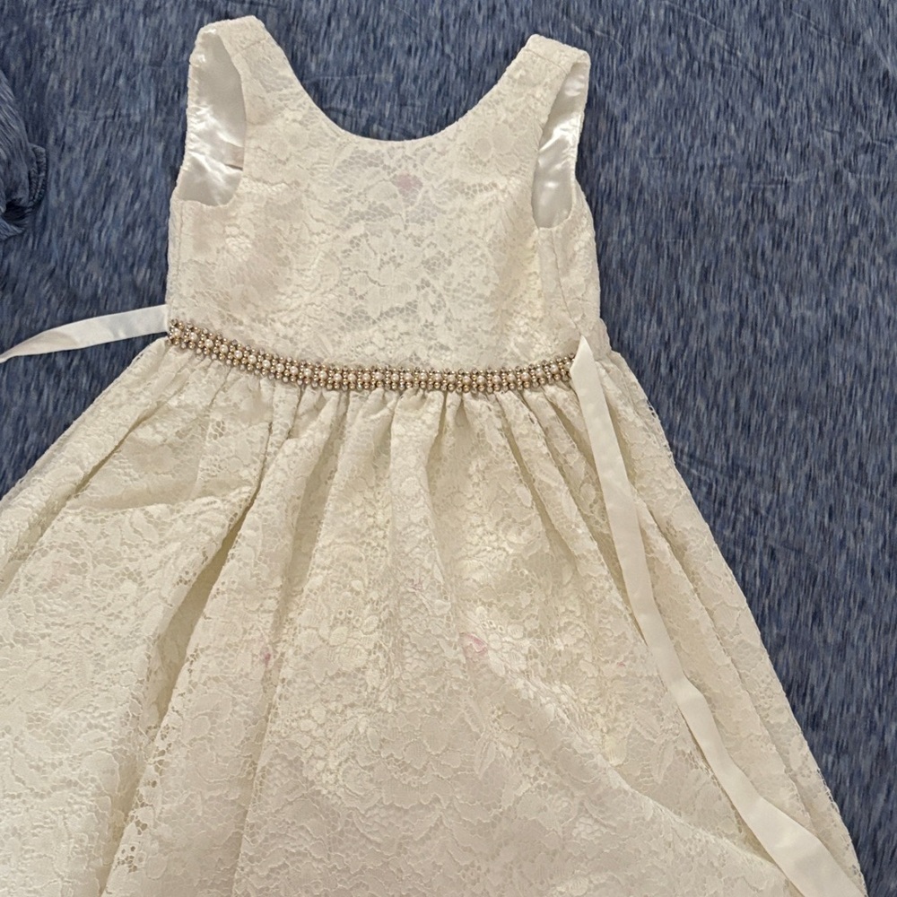 Elegant Cream Lace Kids Dress